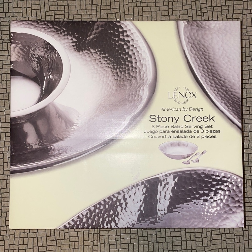 Lenox salad bowl and serving spoons